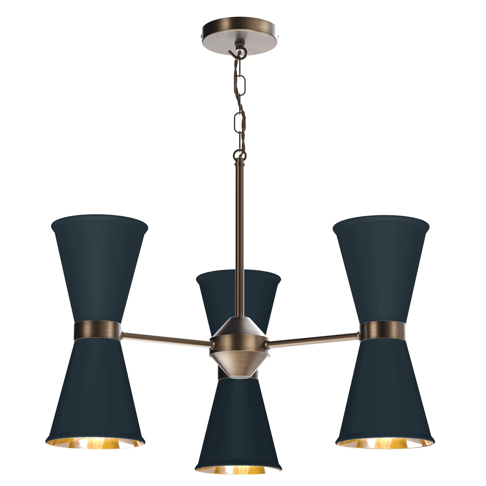 David Hunt Hyde 6 Light Antique Brass Pendant - Choose Your Shades