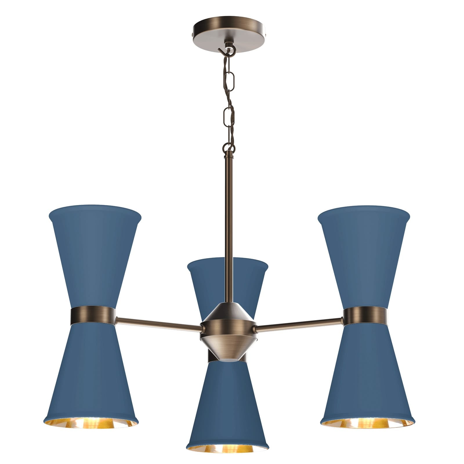 David Hunt Hyde 6 Light Antique Brass Pendant - Choose Your Shades