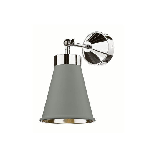 David Hunt Hyde Single Wall Light Chrome with Powder Grey Metal Shade