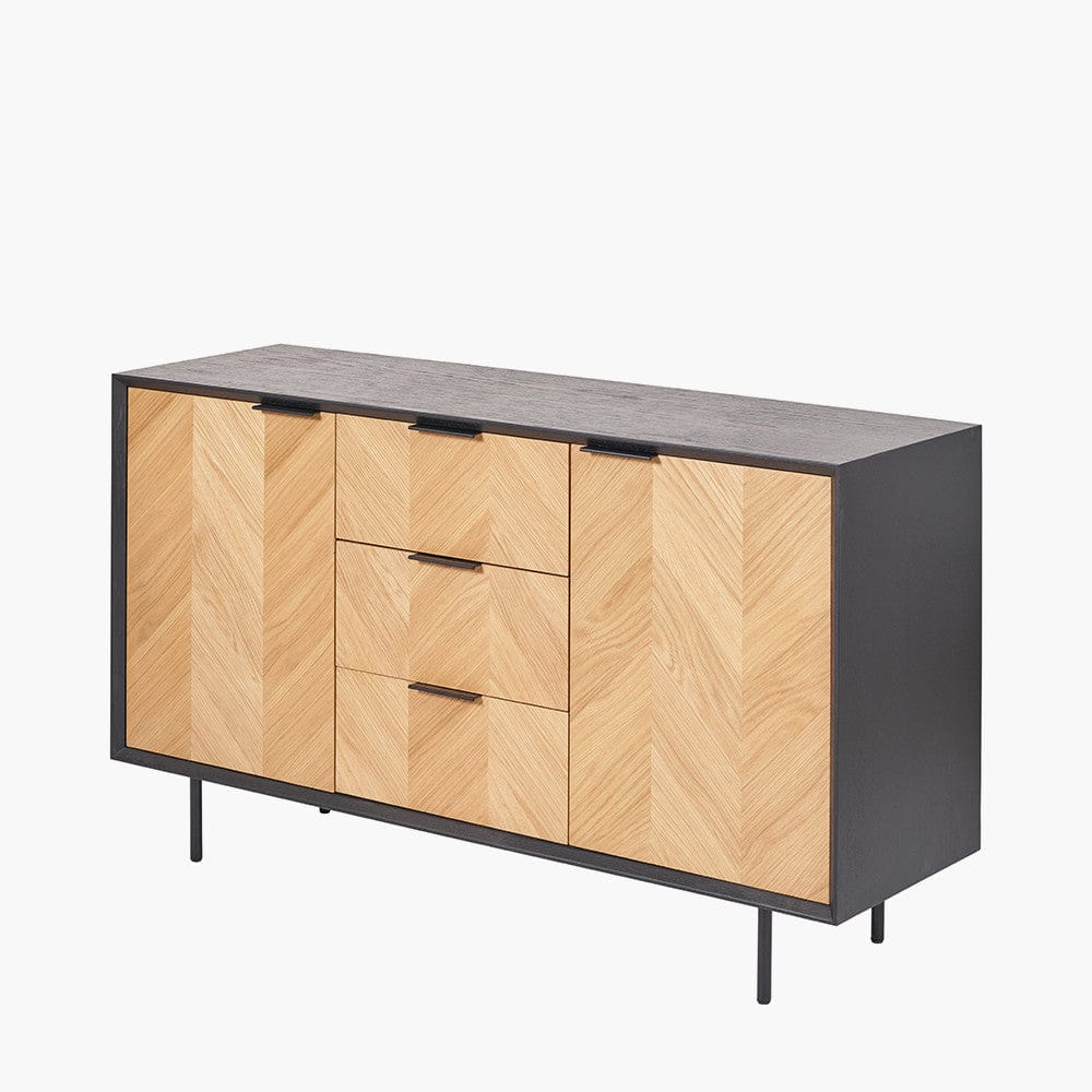 Hailee Black and Natural Chevron Oak Sideboard
