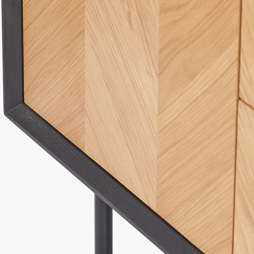 Hailee Black and Natural Chevron Oak Sideboard