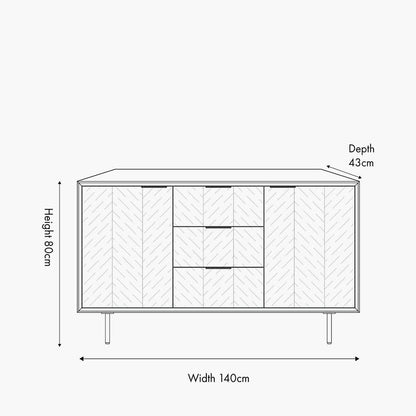 Hailee Black and Natural Chevron Oak Sideboard