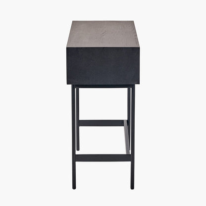 Hailee Black and Natural Chevron Oak 2 Drawer Console Table