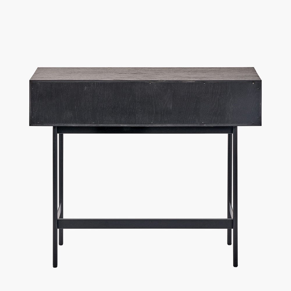 Hailee Black and Natural Chevron Oak 2 Drawer Console Table