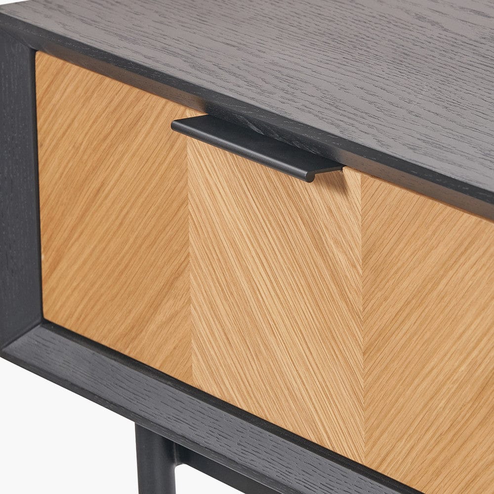 Hailee Black and Natural Chevron Oak 2 Drawer Console Table