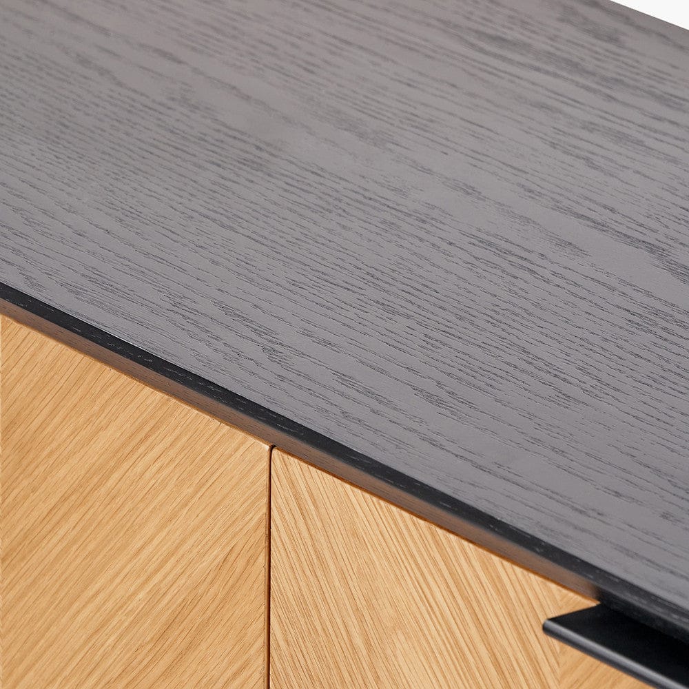 Hailee Black and Natural Chevron Oak 2 Drawer Console Table