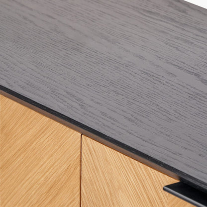 Hailee Black and Natural Chevron Oak 2 Drawer Console Table