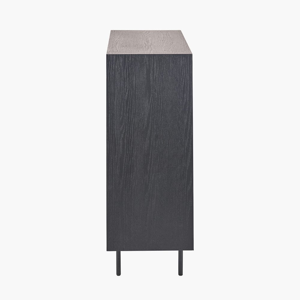 Hailee Black and Natural Chevron Oak Bar Cabinet