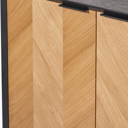 Hailee Black and Natural Chevron Oak Bar Cabinet