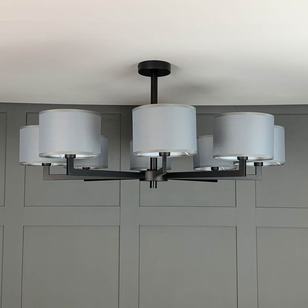 Hallburn Large Matt Black 8 Light Ceiling Fitting