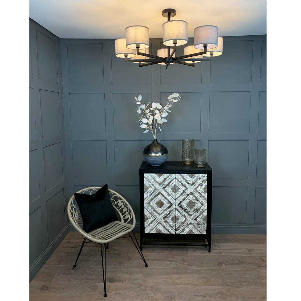 Hallburn Large Matt Black 8 Light Ceiling Fitting