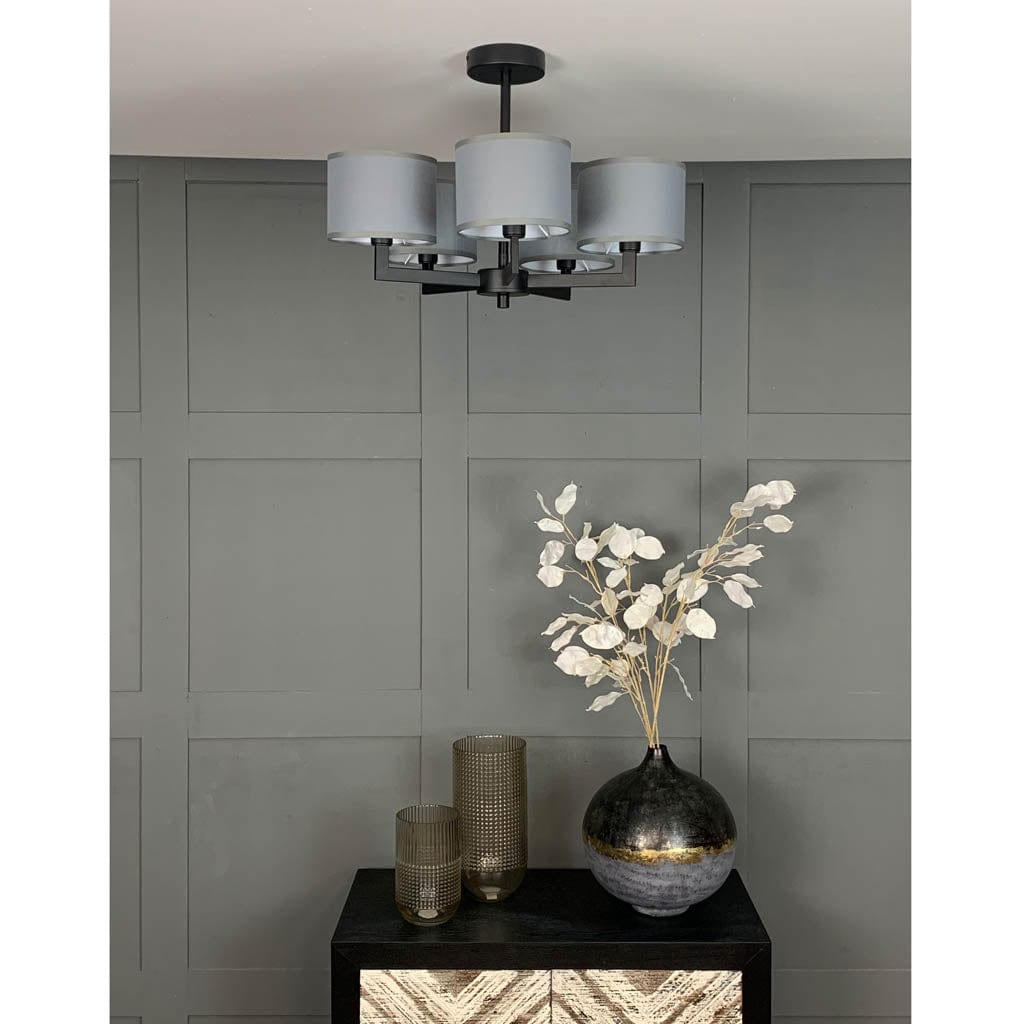 Hallburn Matt Black 5 Light Ceiling Fitting