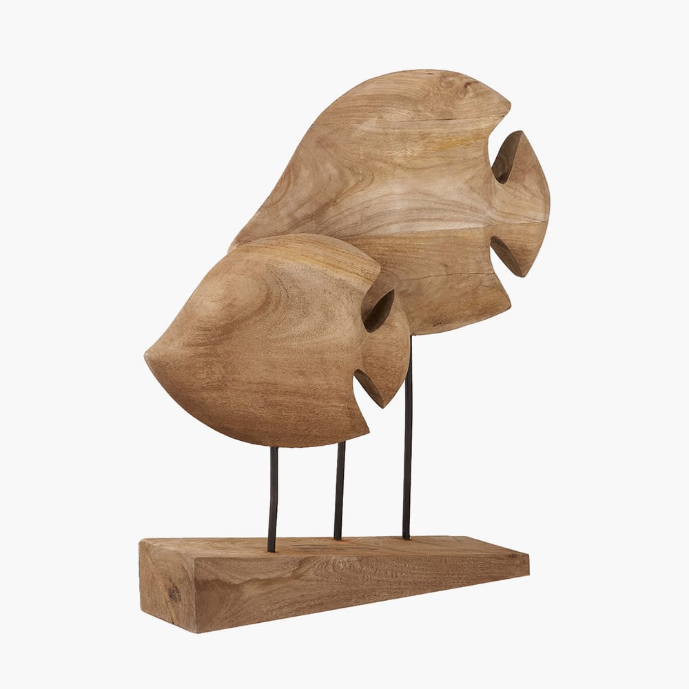 Handcarved Mango Wood Double Angelfish Ornament