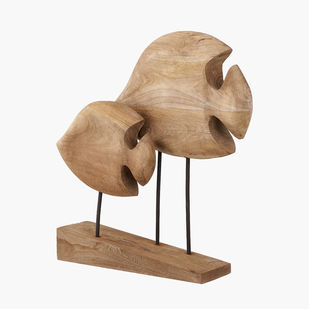 Handcarved Mango Wood Double Angelfish Ornament