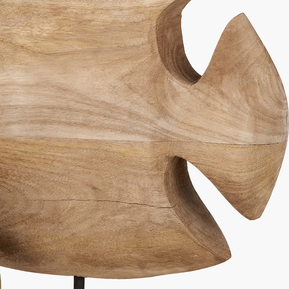 Handcarved Mango Wood Double Angelfish Ornament