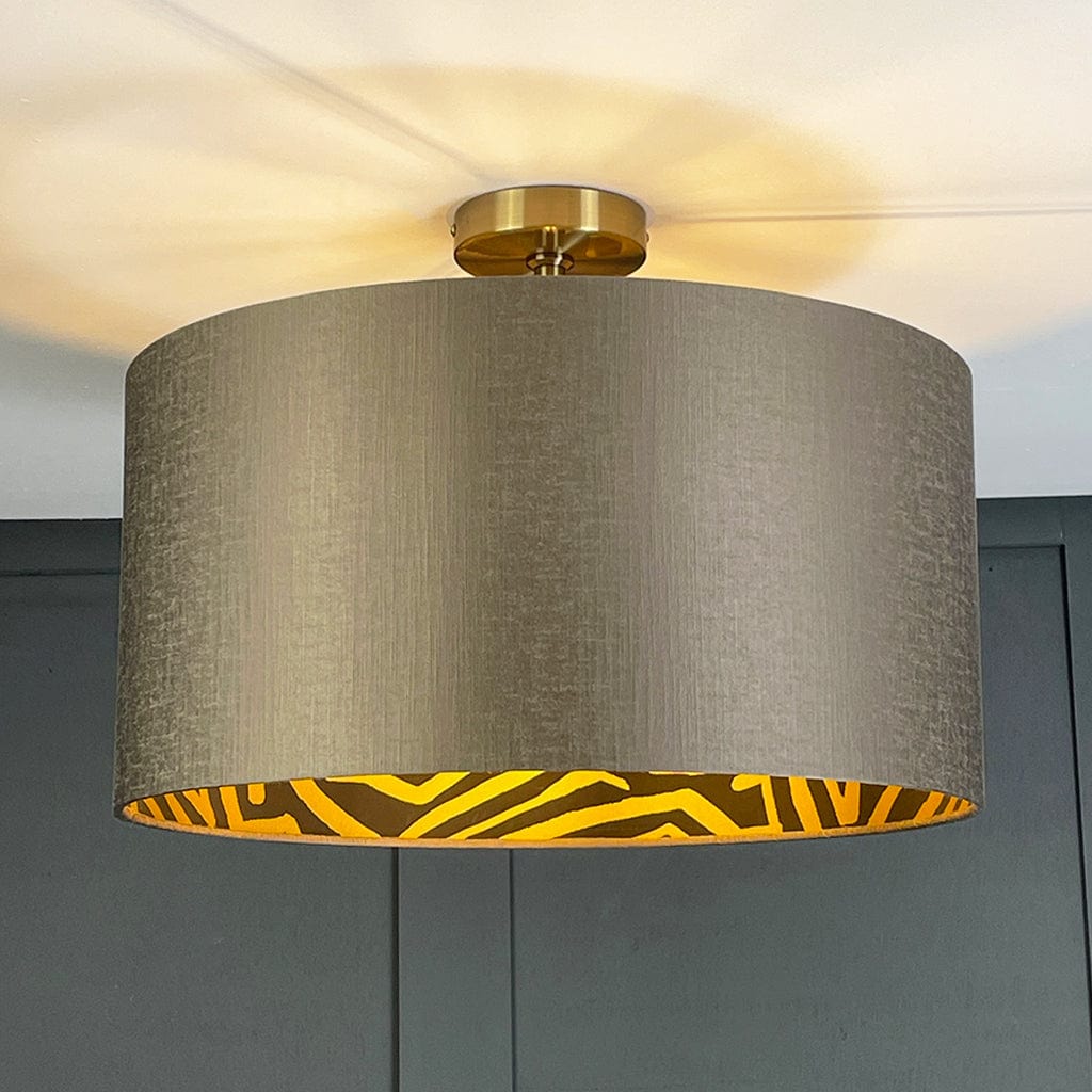 Harlequin Melodic Black/Gold Earth Wallpaper Lined Pendant Shade with Carnaby Mink