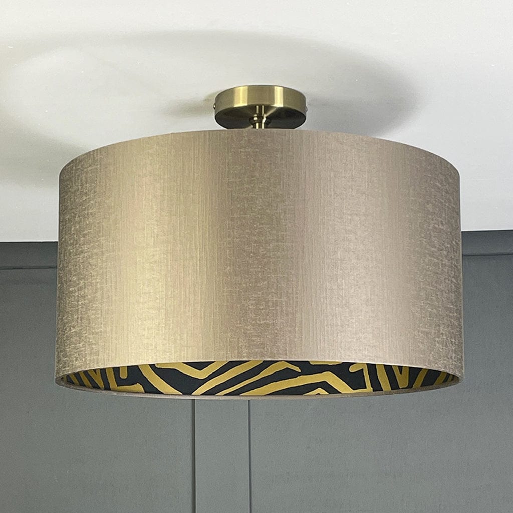 Harlequin Melodic Black/Gold Earth Wallpaper Lined Pendant Shade with Carnaby Mink