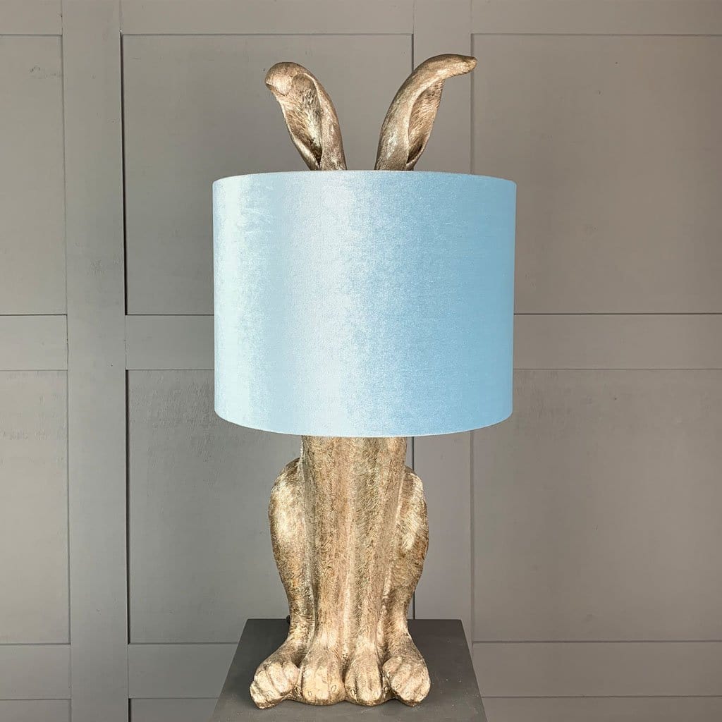 Harvey Hare Antique Silver Table Lamp & Choice of Velvet Shade