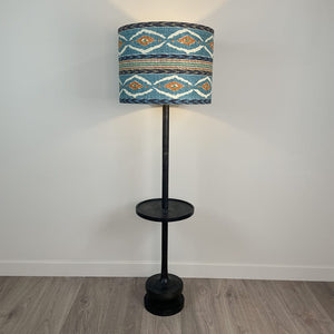 Hemi Dark Wash Wood Floor Lamp with Santana Linen Lampshade