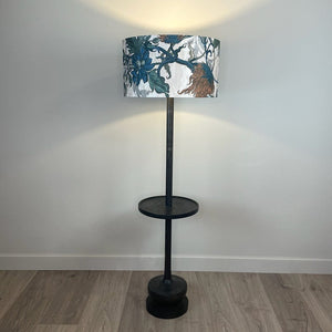 Hemi Dark Wash Wood Floor Lamp with Timorous Beasties Epic Botanic Lampshade