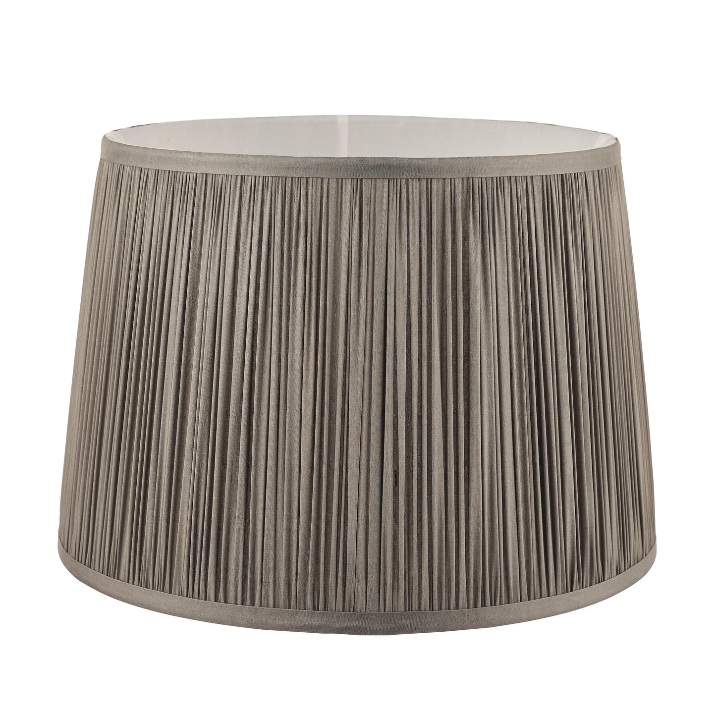 Gray pleated lampshade on a white background