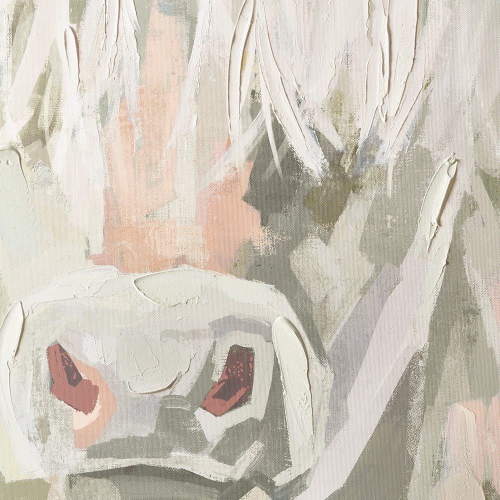 Highland Cow Sage Green Canvas with Natural Frame