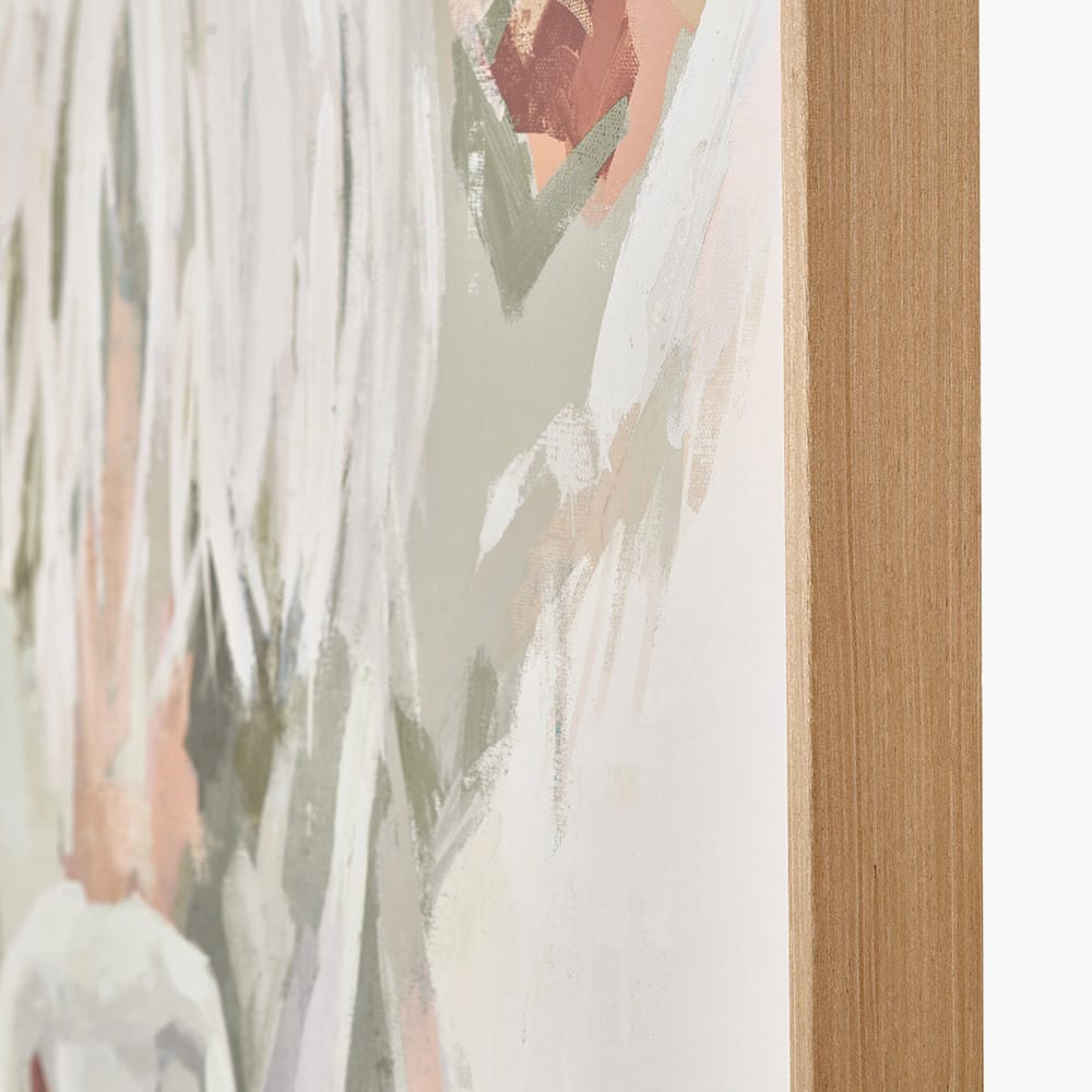 Highland Cow Sage Green Canvas with Natural Frame