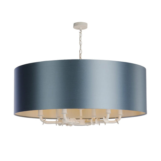 David Hunt Icarus 6 Light Pendant Chalk White with Large Bespoke Shade