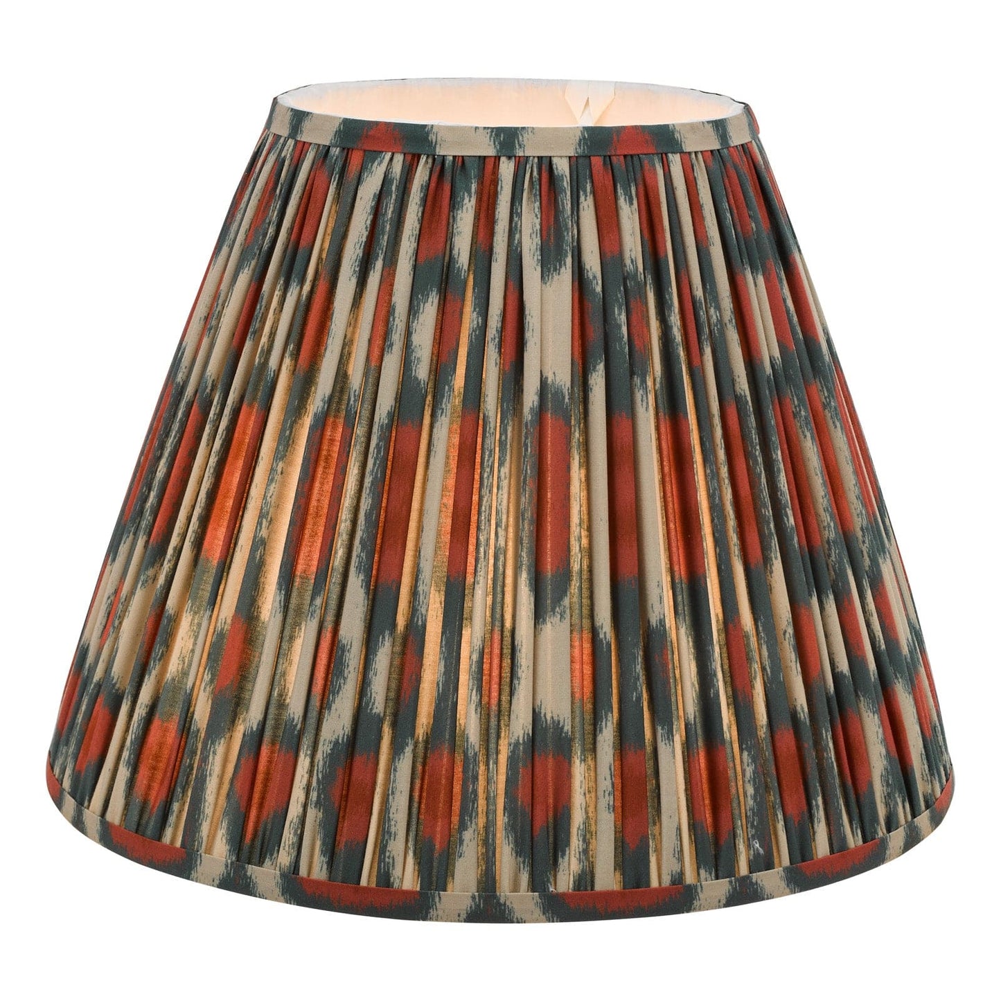 Ikat Red & Green Cotton Tapered Drum Shade 15cm