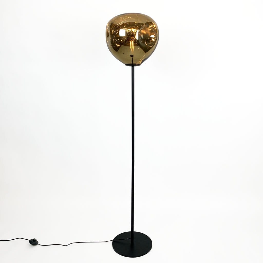 Nina Gold Glass & Black Floor Lamp