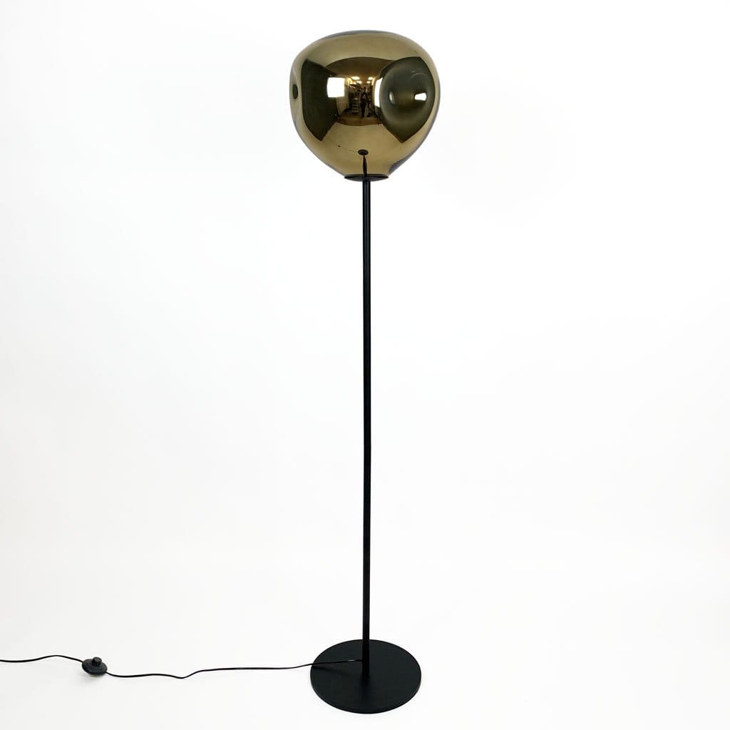 Nina Gold Glass and Black Floor Lamp