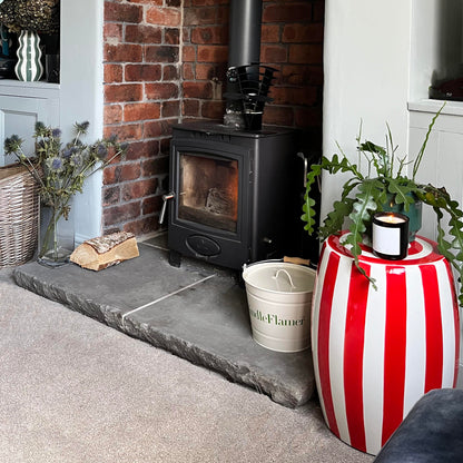 Red Stripe Ceramic Stool