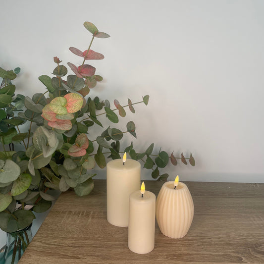 Cream LED Candle 7.5cm x 12.5cm