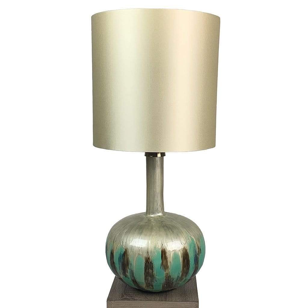 Kiri Enamel Azurite Finish Glass Table Lamp with Deep Drum Shade