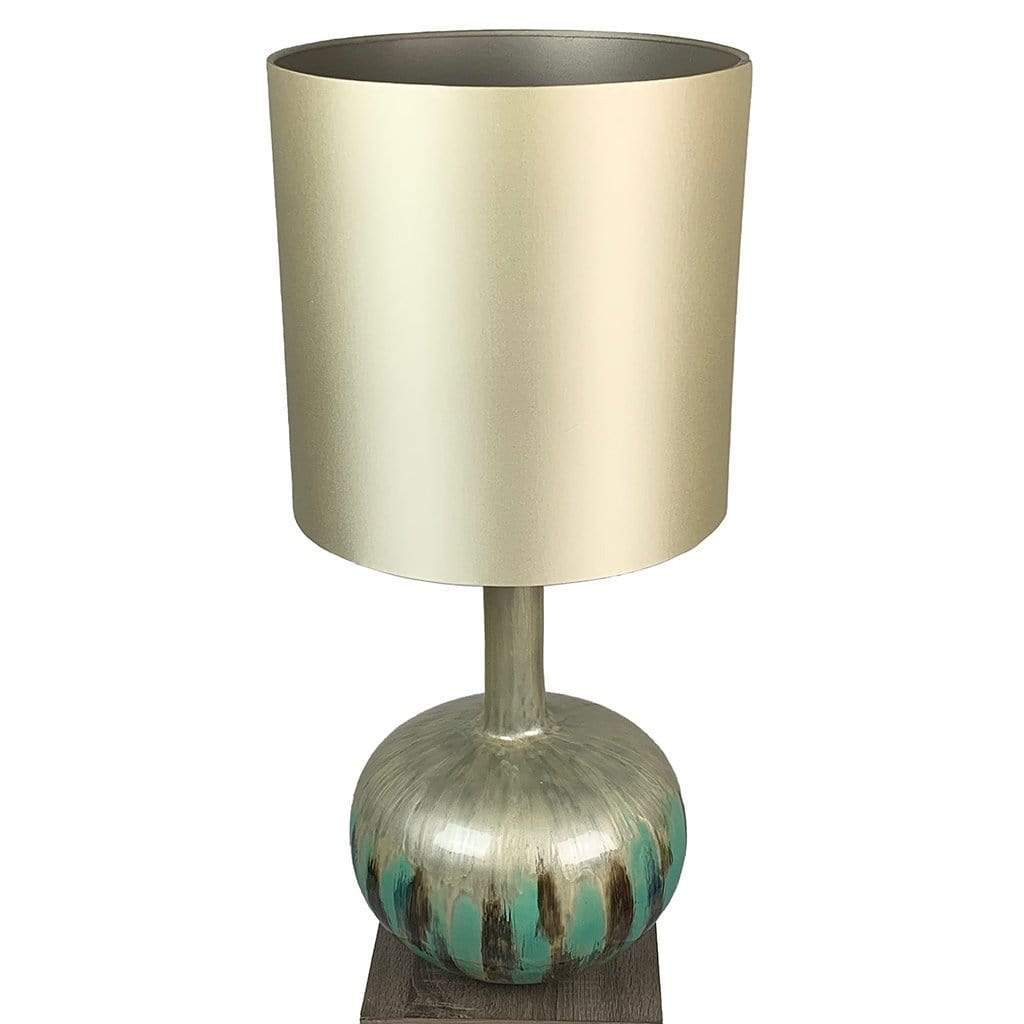 Kiri Enamel Azurite Finish Glass Table Lamp with Deep Drum Shade