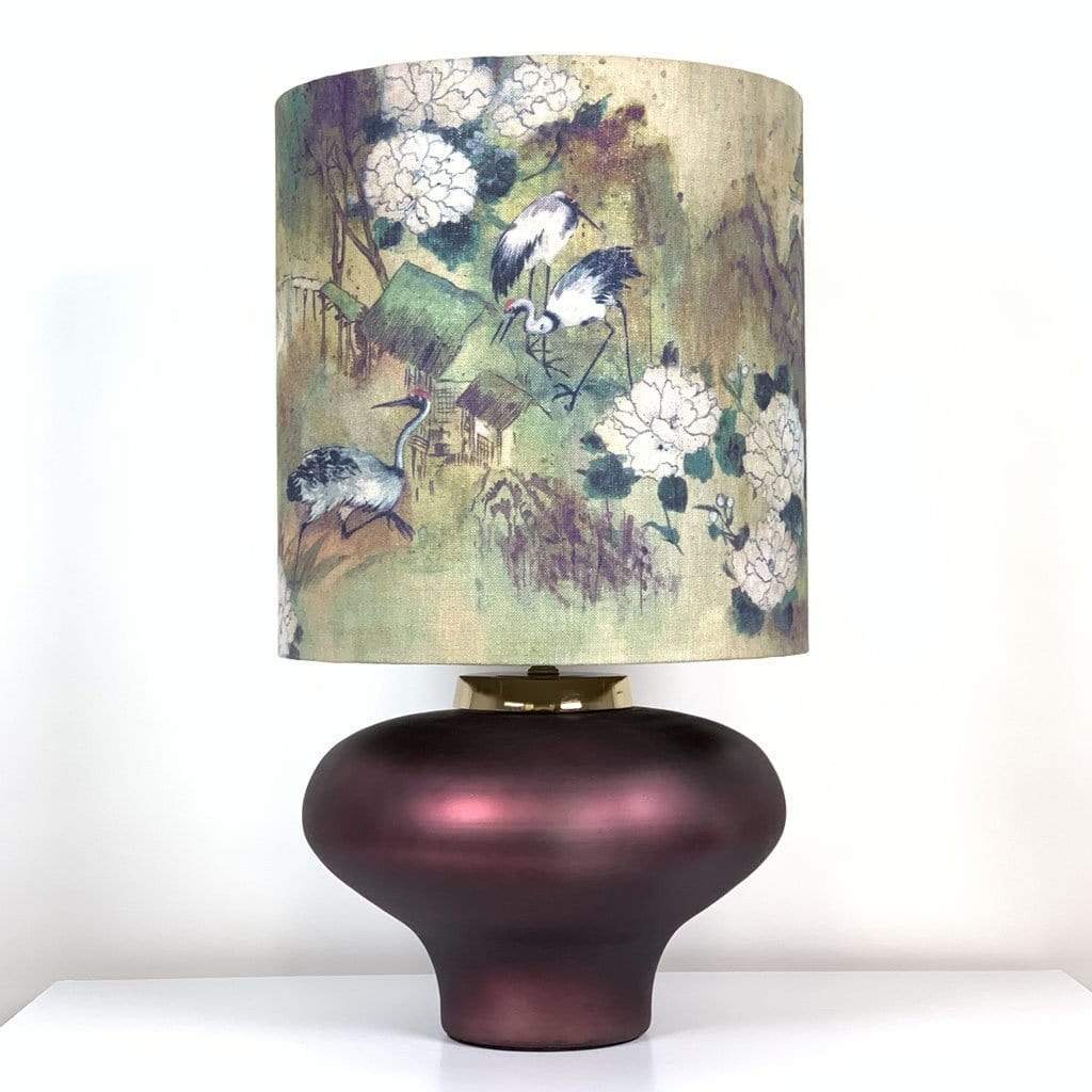 Rugari Enamel Sangria Finish Glass Table Lamp With Meijing Emperor Shade