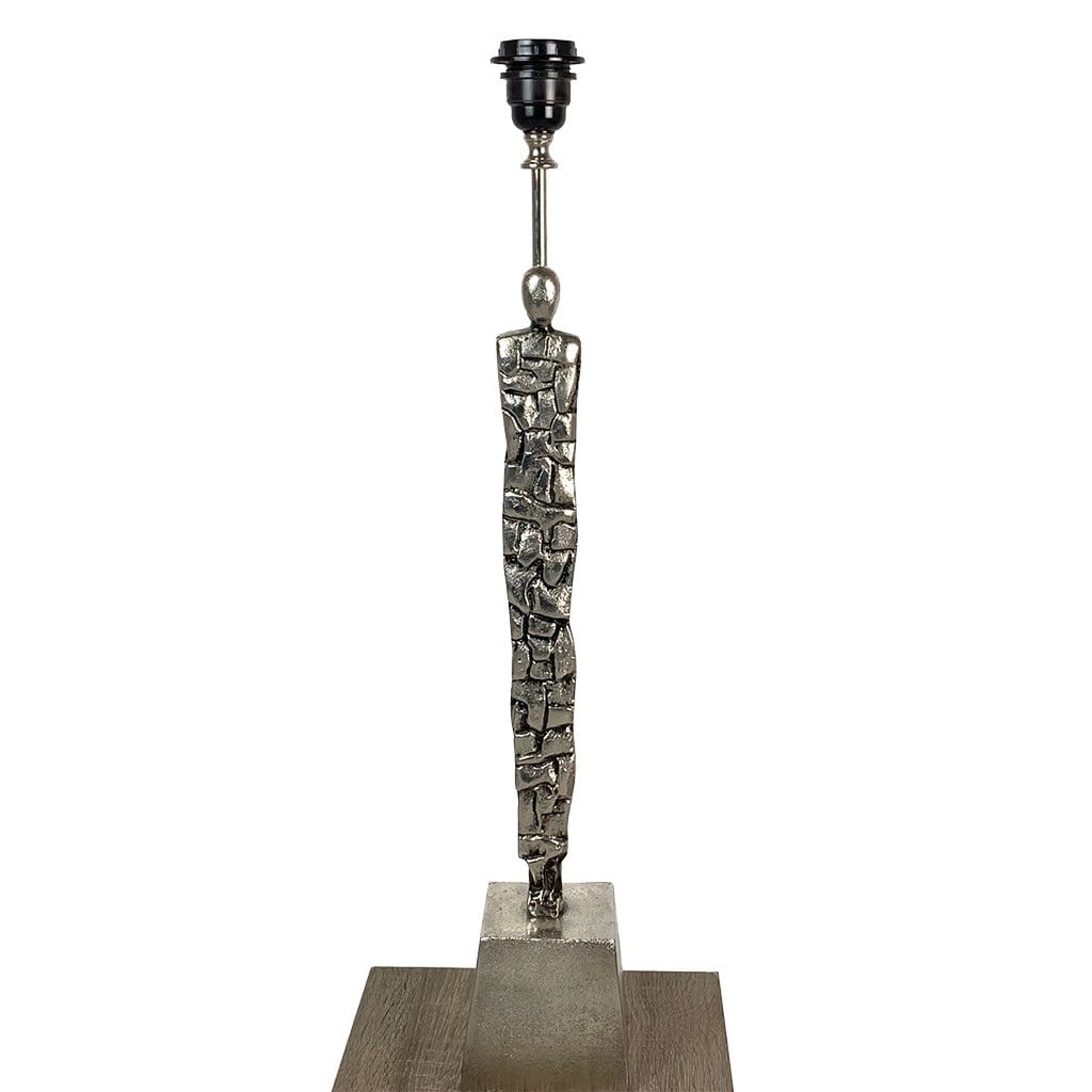 Shaman Nickel Table Lamp with Dynamic Quartz Shade