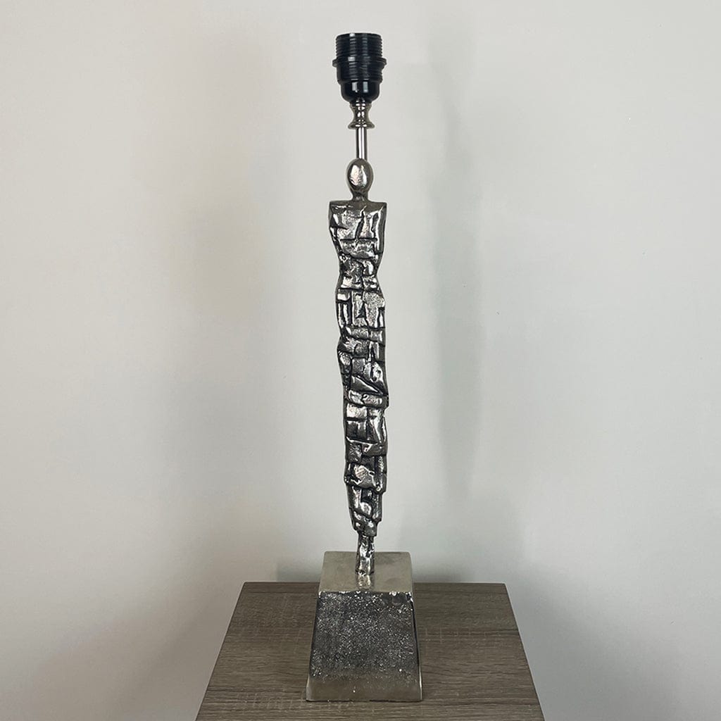 Shaman Nickel Table Lamp with Iguana Velvet Oval Shade