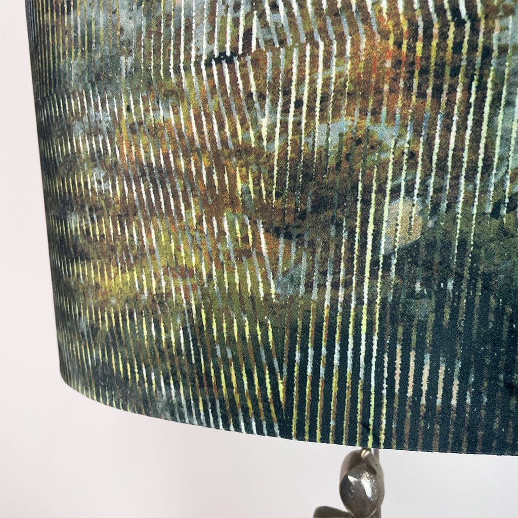 Shaman Nickel Table Lamp with Iguana Velvet Oval Shade