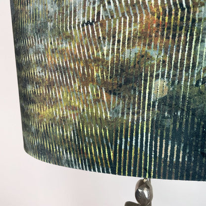 Shaman Nickel Table Lamp with Iguana Velvet Oval Shade