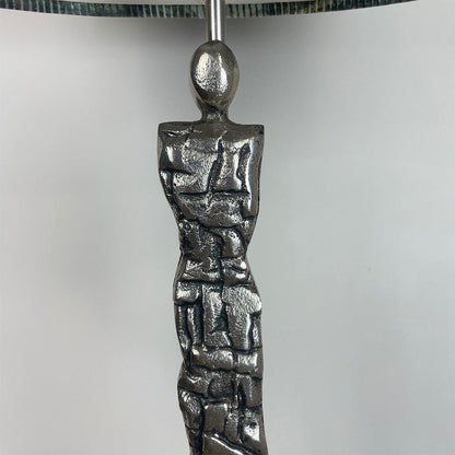 Shaman Nickel Table Lamp with Iguana Velvet Oval Shade