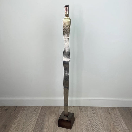 Totem Nickel & Champagne Sculpture with Bronze Base