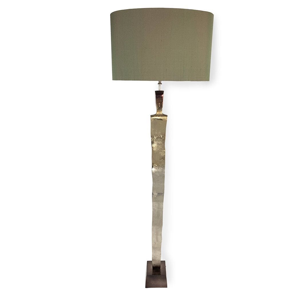 Totem Nickel & Champagne Floor Lamp with Rocke Bespoke Shade