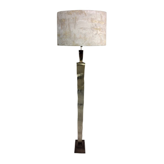 Totem Nickel & Champagne Floor Lamp with Rocke Bespoke Shade