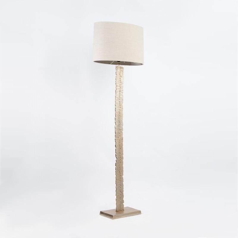 Paperbark Large Floor Lamp Opulent Gold with Linen Shade