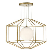 Izmir 1 Light Pendant Hexagonal Gold Effect Opal Glass