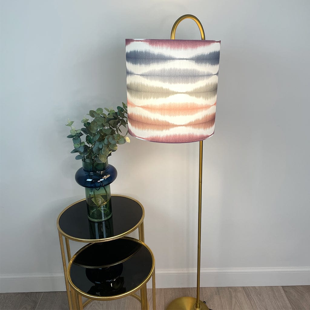 Bronze Idra Floor Lamp with Usuko Cranberry/Rose Lampshade