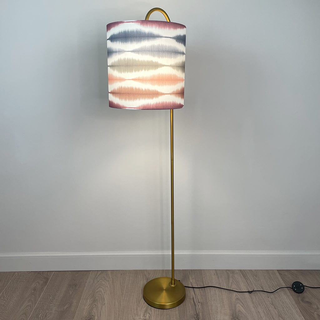 Bronze Idra Floor Lamp with Usuko Cranberry/Rose Lampshade