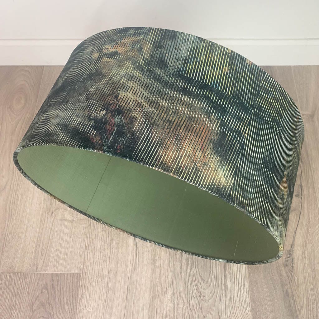 Iguana Pendant Shade with Military Green Silk Lining