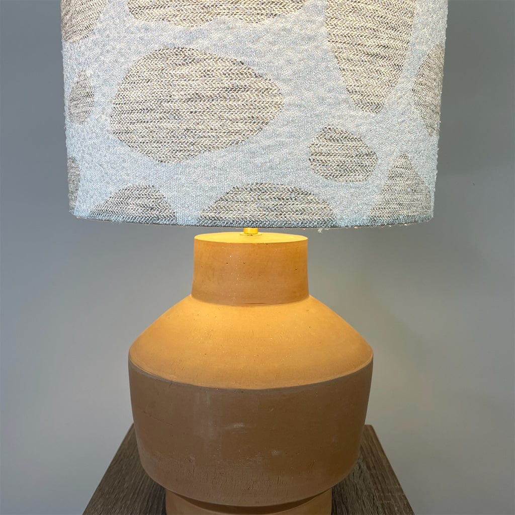 Inna Natural Urn Terracotta Table Lamp with Bodie Ecru Boucle Shade